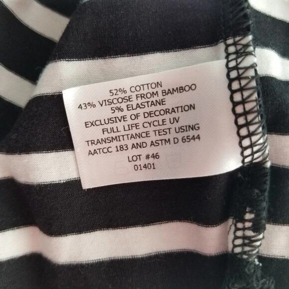 Coolibar NWOT Knit V Neck Tunic Top 3/4 Slv UPF 50 Cotton Bl. Black Striped 2X - Picture 8 of 9